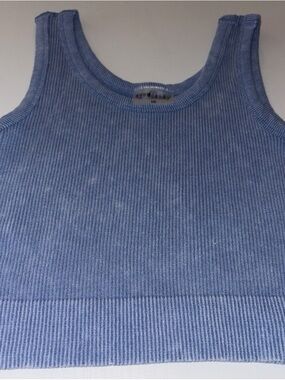 eye candy Ribbed Scoop Neck Tank in Pale Blue
